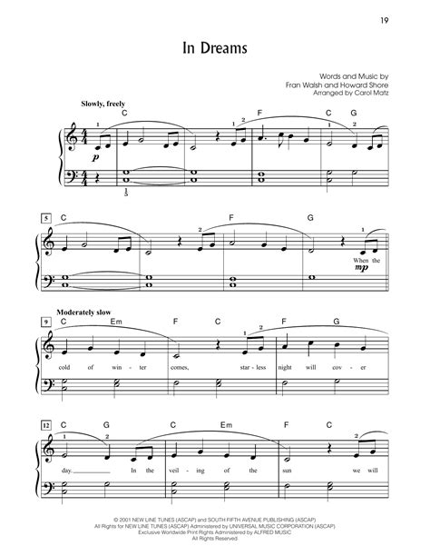 in dreams sheet music|in dreams lotr sheet music.